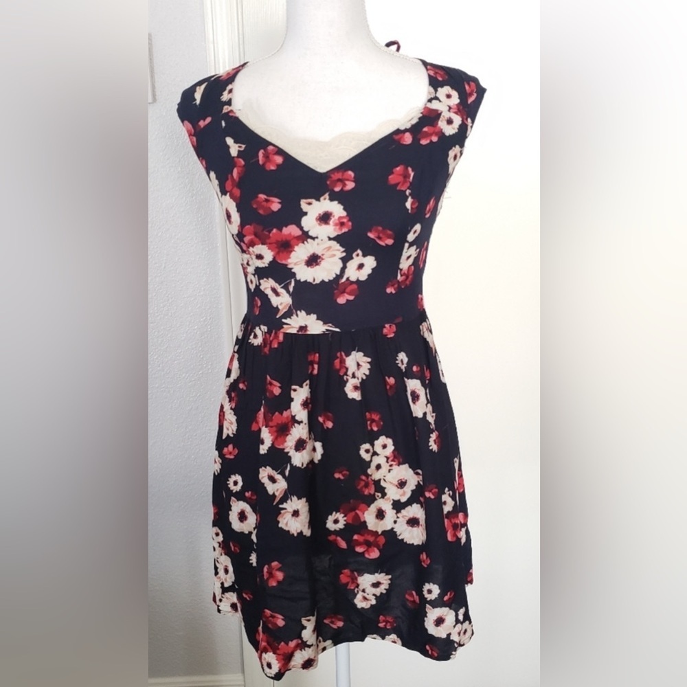 Hollister Blue 
Fit and Flare Midi Dress V-Neck Sleeveless
